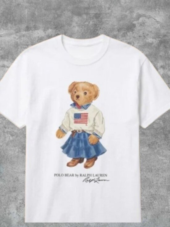 Gildan Other - White Polo Bear American Flag T-Shirt